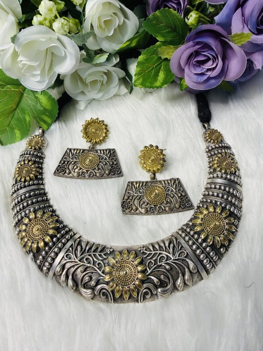 Oxidized Tribal Anklet with Charms