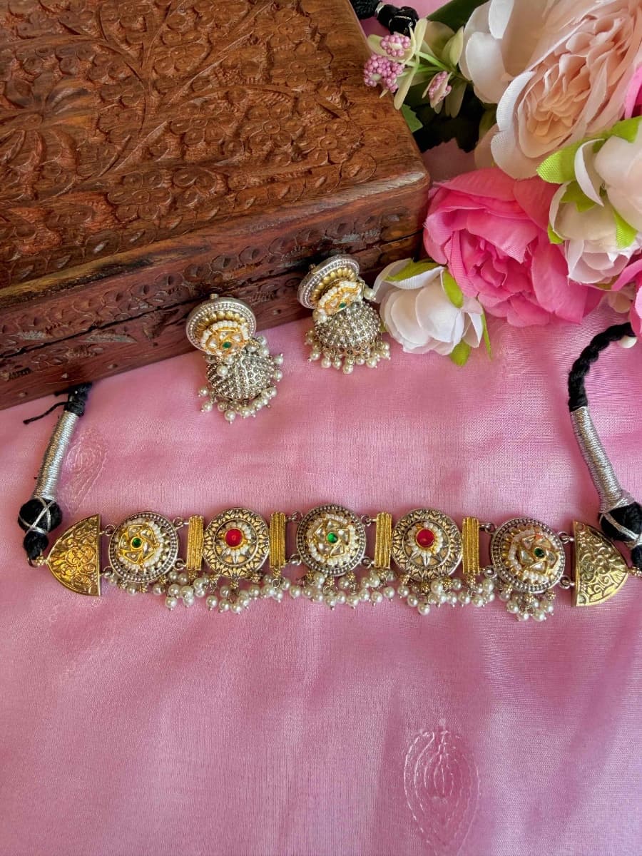 PAchi Kundan Chokar Set-0006